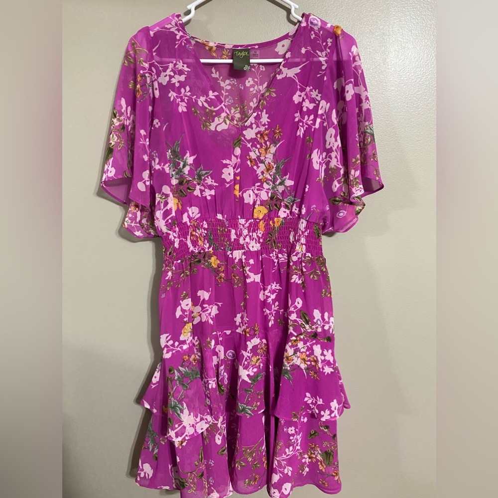 Taylor Purple Flower Dress Size 12 NWT